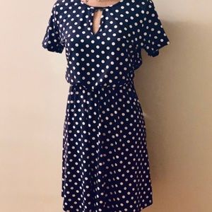 French Grey Polka Dot keyhole vintage dress
